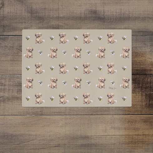 Havanese Fawn and Bee Glass Worktop Saver